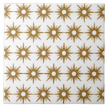 Mid-Century Modern Gold Starburst Pattern Large Tile<br><div class="desc">Mid-century modern inspired design featuring vintage pattern of retro gold starbursts on a white background. Simple, clean modern design. Create your own custom pattern by uploading a new image, or use the "message" button to contact the designer for help. To create your own patterned design: 1. Select personalise this template....</div>