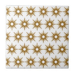 Mid-Century Modern Gold Starburst Pattern Tile<br><div class="desc">Mid-century modern inspired design featuring vintage pattern of retro gold starbursts on a white background. Simple, clean modern design. Create your own custom pattern by uploading a new image, or use the "message" button to contact the designer for help. To create your own patterned design: 1. Select personalise this template....</div>