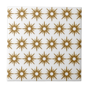 Mid-Century Modern Gold Starburst Pattern Tile