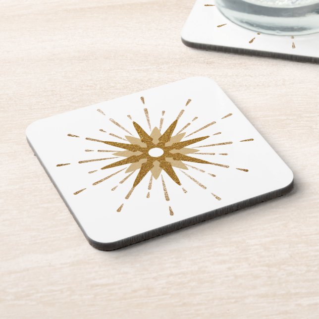 Mid-Century Modern Gold Starburst Plastic Coaster (Left Side)