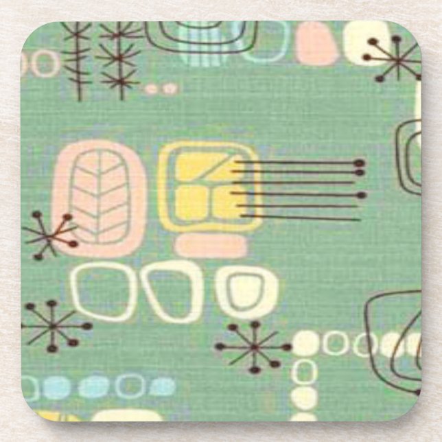 Mid Century Modern Graphic Design Cork Coasters (Front)