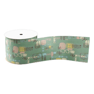 Mid Century Modern Graphic Design Ribbon Grosgrain Ribbon