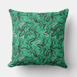 Mid-Century Modern Green, Black, Grey Cushion