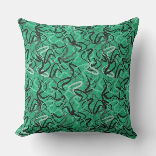 Mid-Century Modern | Green, Black, Grey Cushion (Front)