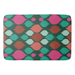 Mid Century Modern Green Geometric Bath Mat