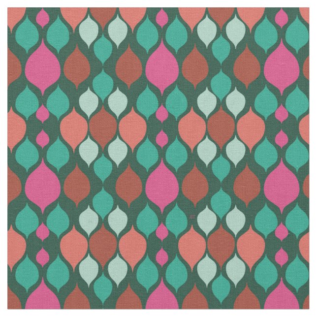 Mid Century Modern Green Geometric Fabric (Close Up)