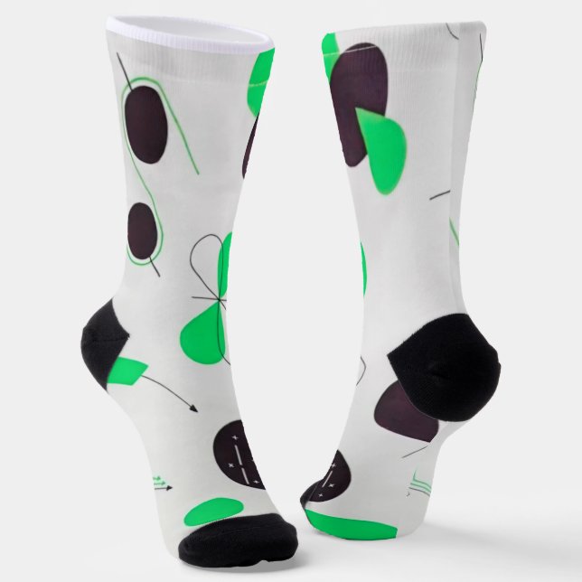 Mid Century Modern Green Physics  Socks (Angled)