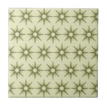 Mid-Century Modern Green Starburst Pattern Tile<br><div class="desc">Mid-century modern inspired design featuring vintage pattern of retro green starbursts on a lighter green background. Simple, clean modern design. Create your own custom pattern by uploading a new image, or use the "message" button to contact the designer for help. To create your own patterned design: 1. Select personalise this...</div>