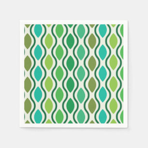 Mid Century Modern Green Teal Ogee pattern  Napkin