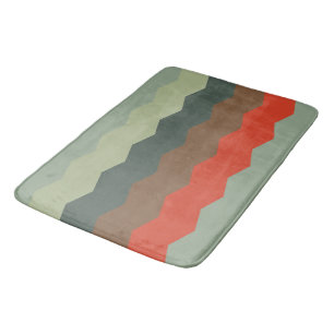 Mid-Century Modern Greens and orange Bath Mat