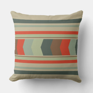Mid-Century Modern Greens and orange    Cushion