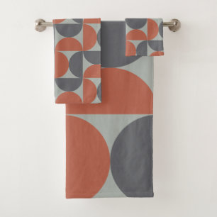 Mid-Century Modern Grey and clay Bath Towel Set