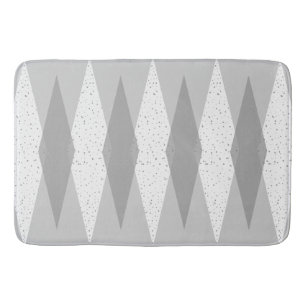 Mid Century Modern Grey Argyle Bath Mat
