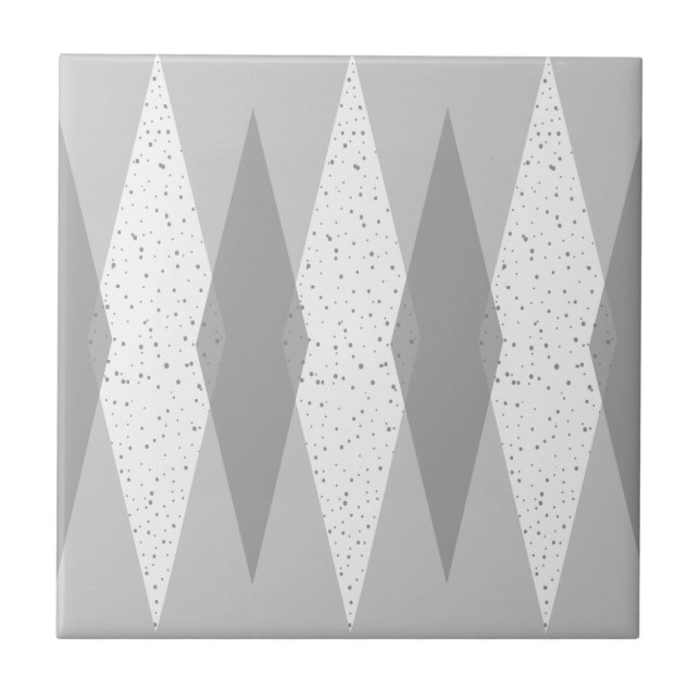 Mid Century Modern Grey Argyle Ceramic Tile (Front)