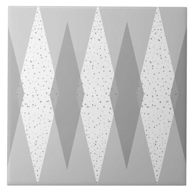 Mid Century Modern Grey Argyle Ceramic Tile (Front)