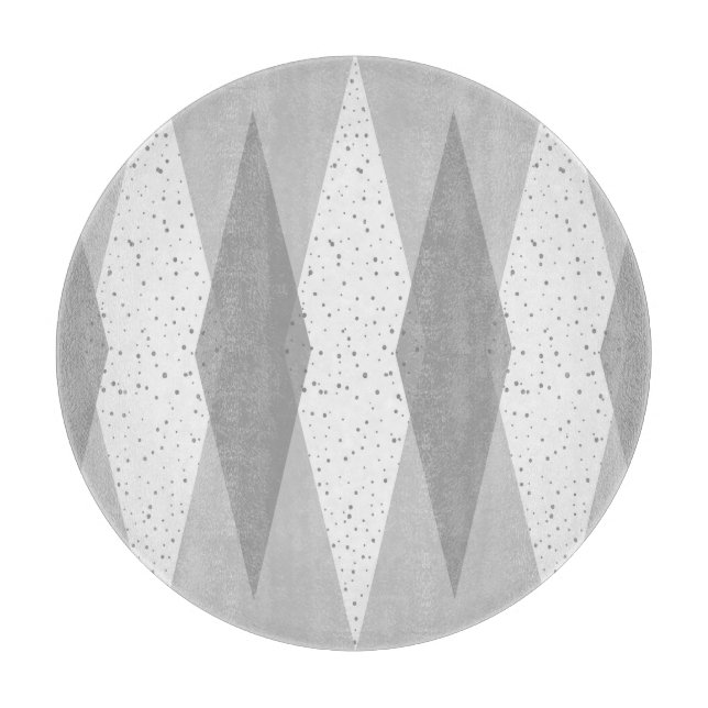 Mid Century Modern Grey Argyle Cutting Board (Front)