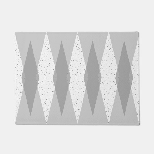 Mid Century Modern Grey Argyle Door Mat (Front)