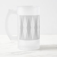 Mid Century Modern Grey Argyle Frosted Glass Mug
