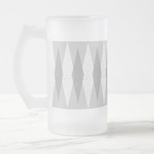 Mid Century Modern Grey Argyle Frosted Glass Mug