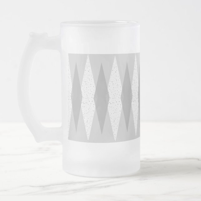 Mid Century Modern Grey Argyle Frosted Glass Mug (Left)