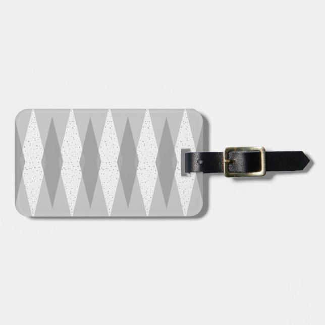 Mid Century Modern Grey Argyle Luggage Tag (Front Horizontal)