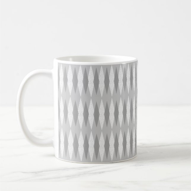 Mid Century Modern Grey Argyle Mug (Left)