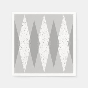 Mid Century Modern Grey Argyle Paper Napkins