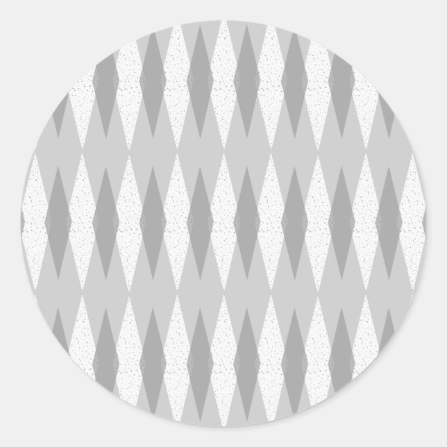 Mid Century Modern Grey Argyle Round Stickers (Front)