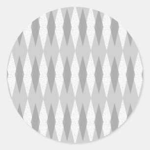 Mid Century Modern Grey Argyle Round Stickers