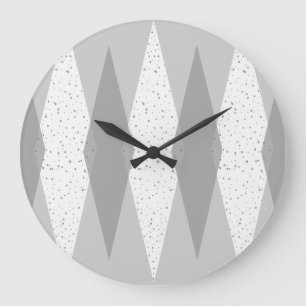 Mid Century Modern Grey Argyle Round Wall Clock
