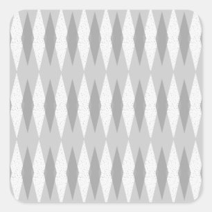 Mid Century Modern Grey Argyle Square Stickers