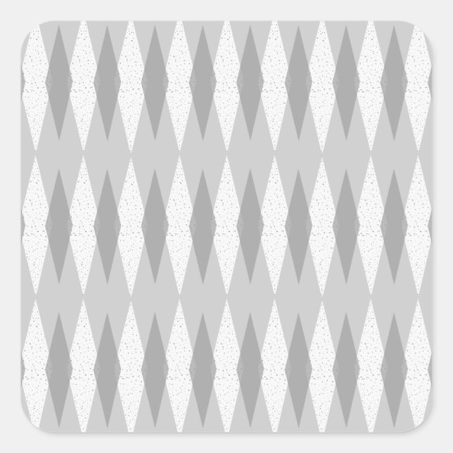Mid Century Modern Grey Argyle Square Stickers (Front)