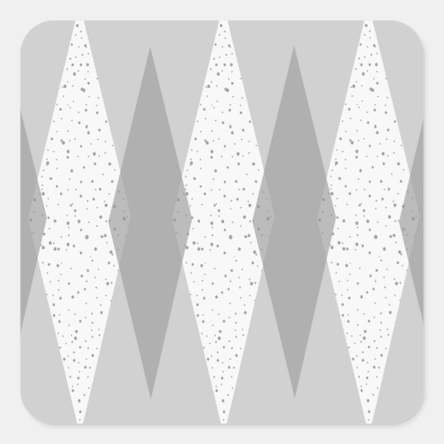 Mid Century Modern Grey Argyle Square Stickers (Front)