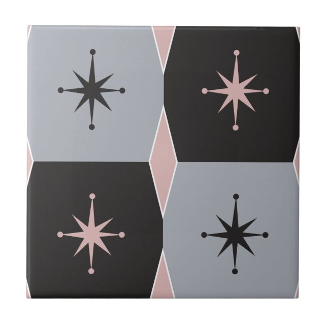 Mid-Century Modern Grey, Pink and Black Tile (Front)
