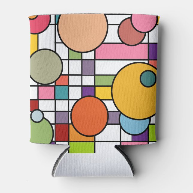 Mid-Century Modern Grid Foam Can Cooler (Front)