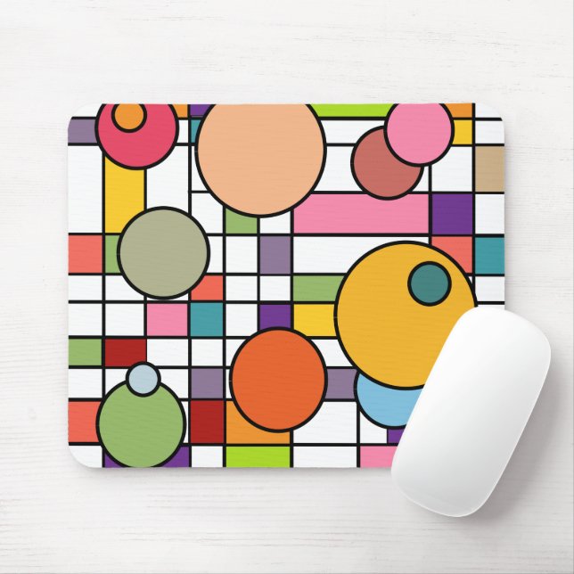 Mid-Century Modern Grid Mouse Mat (With Mouse)