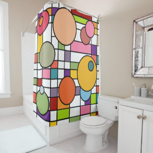 Mid-Century Modern Grid Shower Curtain