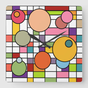 Mid-Century Modern Grid Square Wall Clock