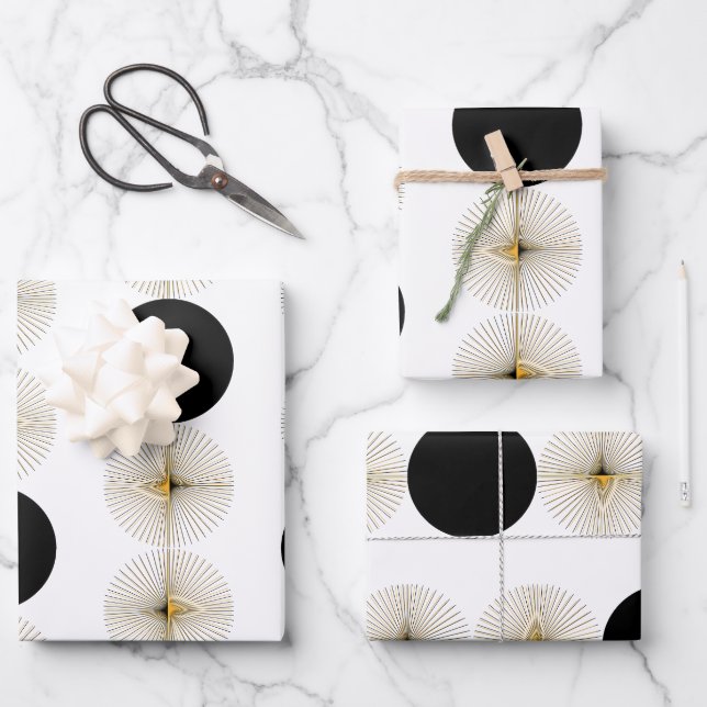 Mid Century Modern Half Circle Wrapping Paper Sheet (Front)