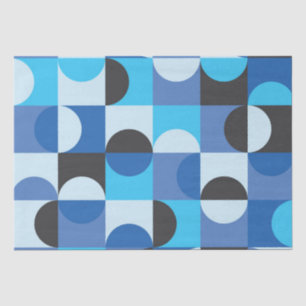  Mid Century Modern Half circles Blue Turqouise Tissue Paper