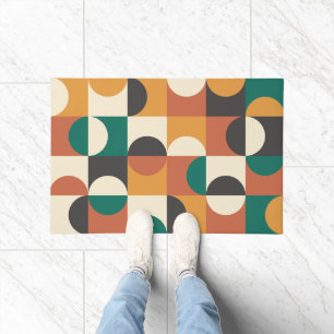 Mid Century Modern Half circles green and orange Doormat