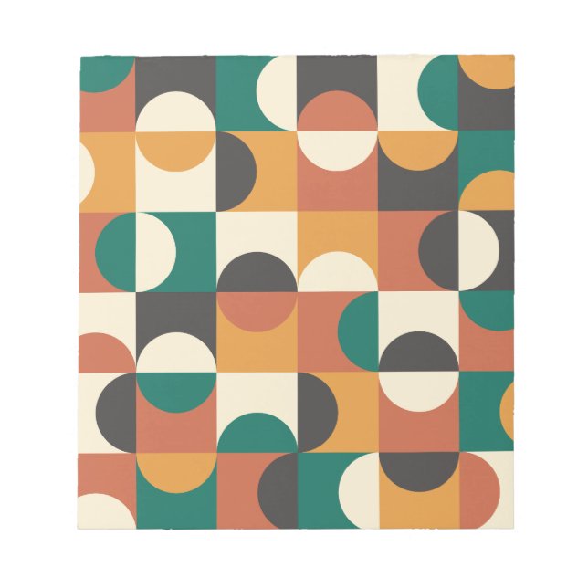 Mid Century Modern Half circles green and orange Notepad (Front)