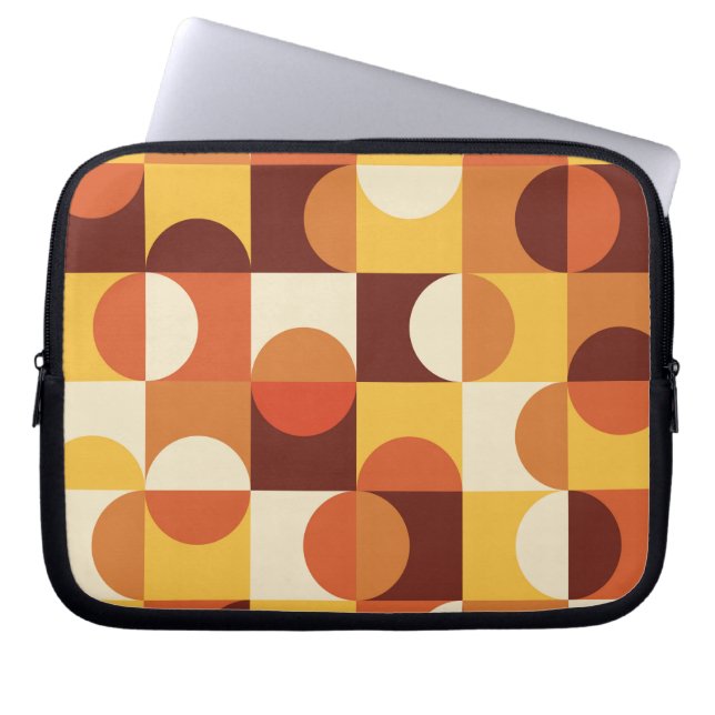 Mid Century Modern Half circles  yellow and orange Laptop Sleeve (Front)