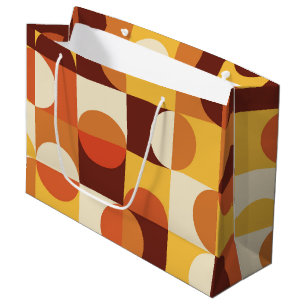 Mid Century Modern Half circles yellow and orange Large Gift Bag