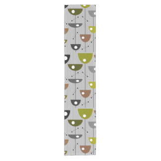 Mid-Century Modern Half Moon Flowers Short Table Runner