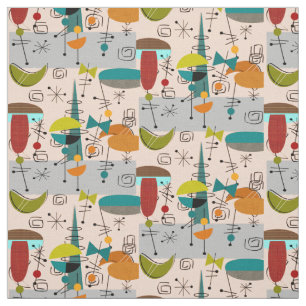Mid-Century Modern Half Moons Design Fabric 9