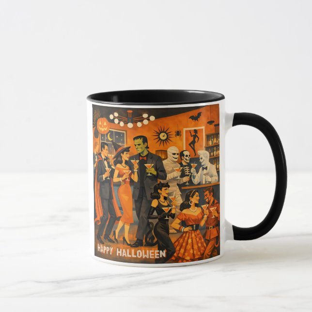 Mid Century Modern Halloween Martini Party Mug (Right)