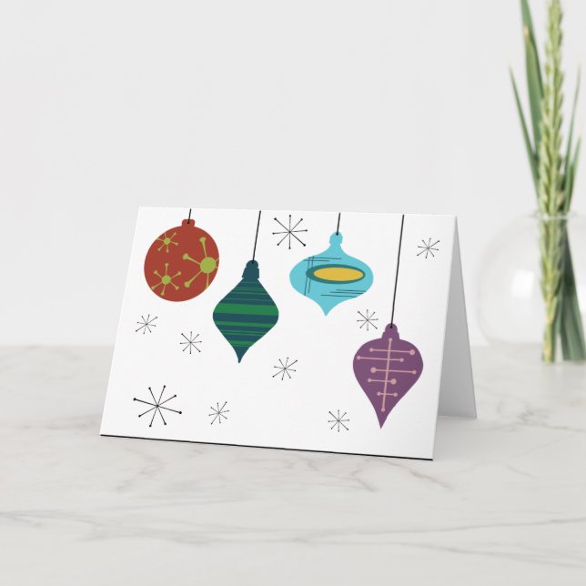 Mid-Century Modern Hanging Holiday Ornament Bulbs (Front)