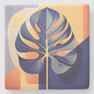Mid-Century Modern Hawaiian Hibiscus and Plumeria Stone Coaster