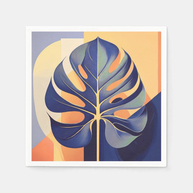 Mid-Century Modern Hawaiian Monstera Leaf Napkin (Front)